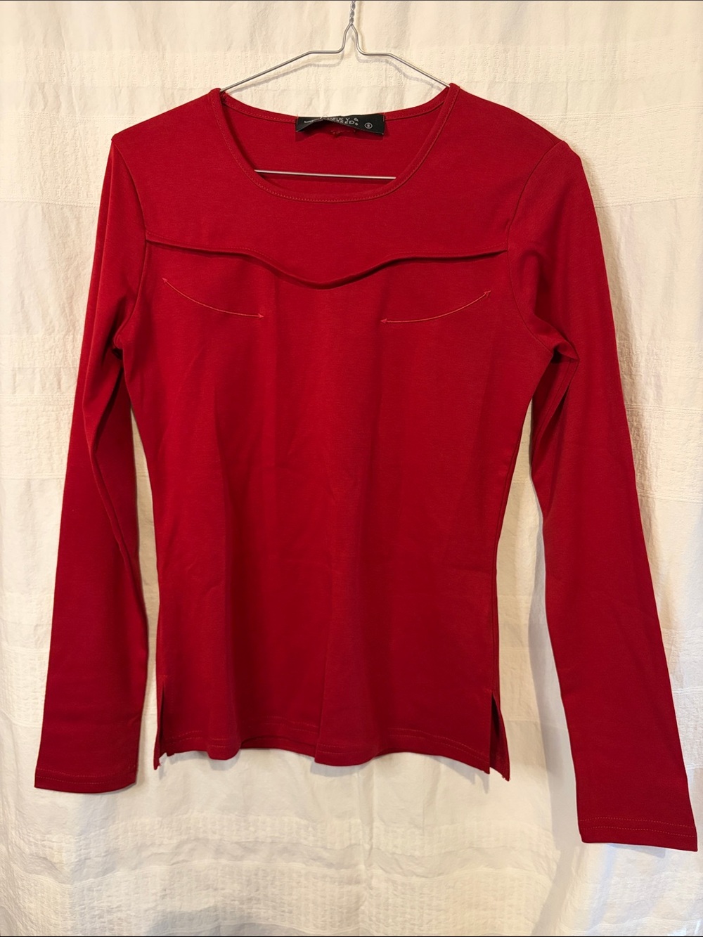 NWT Lucky & Blessed deep red knit top detailing on front